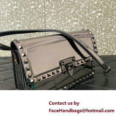 Valentino Rockstud23 Shoulder Bag In Smooth Calfskin 0240 Mirror Gun Color 2023