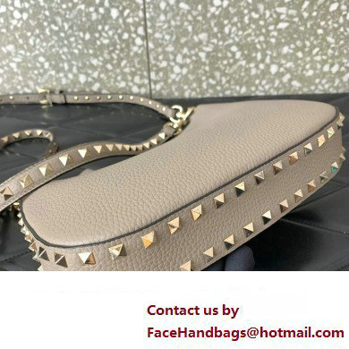 Valentino Small Rockstud Hobo bag in Grainy Calfskin 0313 Beige 2023