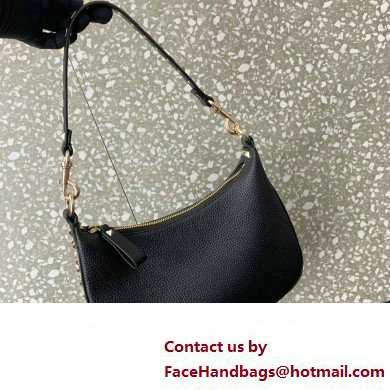 Valentino Small Rockstud Hobo bag in Grainy Calfskin 0313 Black 2023