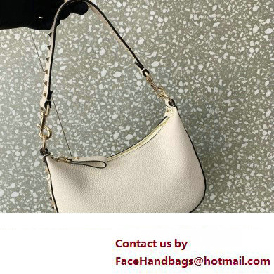 Valentino Small Rockstud Hobo bag in Grainy Calfskin 0313 White 2023