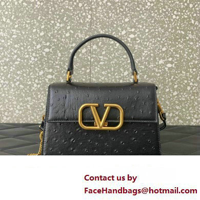 Valentino Small VSling bag in Ostrich Embossed Leather black 2023