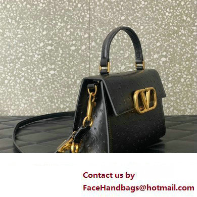 Valentino Small VSling bag in Ostrich Embossed Leather black 2023