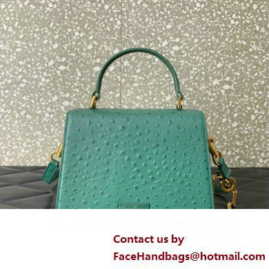 Valentino Small VSling bag in Ostrich Embossed Leather green 2023