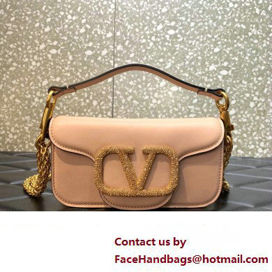 Valentino VLogo Signature Loco Small Shoulder Bag With Jewel Logo nude pink