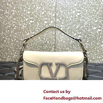 Valentino VLogo Signature Loco Small Shoulder Bag With Jewel Logo white