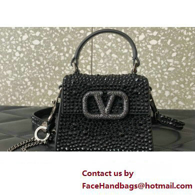 Valentino VSLING micro handbag Black WITH SPARKLING EMBROIDERY 2023