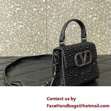 Valentino VSLING micro handbag Black WITH SPARKLING EMBROIDERY 2023