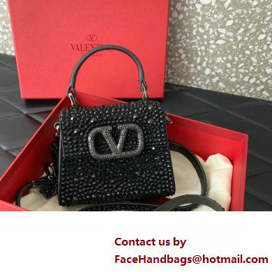 Valentino VSLING micro handbag Black WITH SPARKLING EMBROIDERY 2023