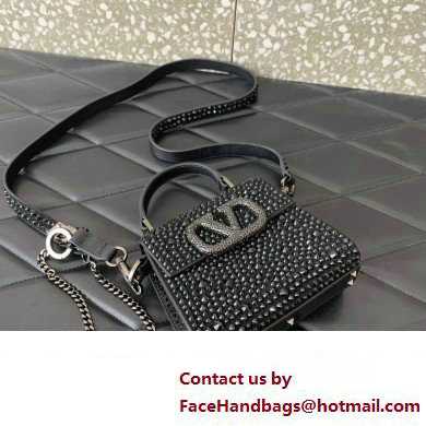 Valentino VSLING micro handbag Black WITH SPARKLING EMBROIDERY 2023