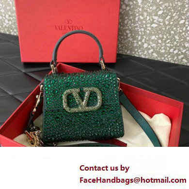 Valentino VSLING micro handbag Green WITH SPARKLING EMBROIDERY 2023