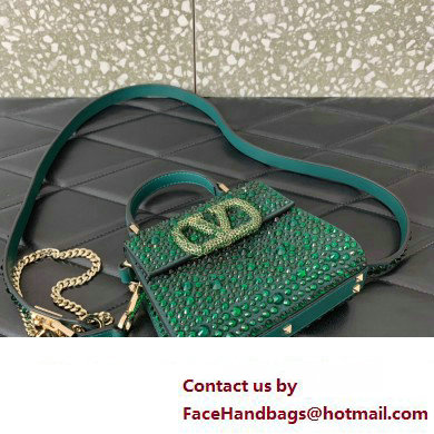 Valentino VSLING micro handbag Green WITH SPARKLING EMBROIDERY 2023