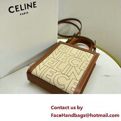 celine Mini Vertical Cabas bag in TEXTILE WITH CELINE ALL-OVER print Natural / Tan 2023