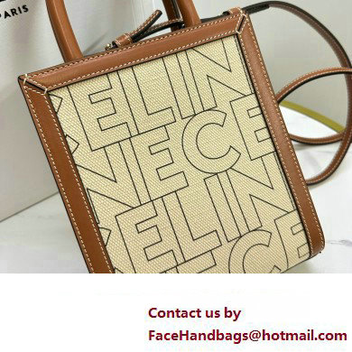 celine Mini Vertical Cabas bag in TEXTILE WITH CELINE ALL-OVER print Natural / Tan 2023