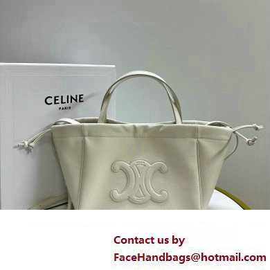 celine SMALL CABAS DRAWSTRING CUIR TRIOMPHE in Smooth Calfskin white 2023