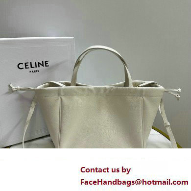 celine SMALL CABAS DRAWSTRING CUIR TRIOMPHE in Smooth Calfskin white 2023