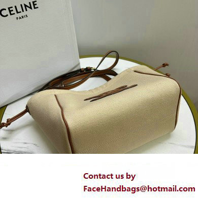 celine SMALL CABAS DRAWSTRING CUIR TRIOMPHE in TEXTILE AND CALFSKIN Natural / Tan 2023