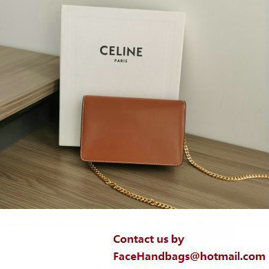 celine Wallet on Chain TRIOMPHE in Shiny calfskin tan 2023