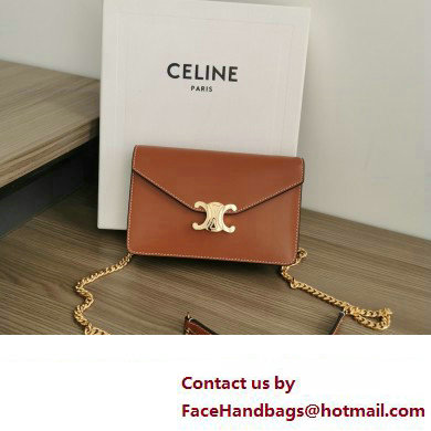 celine Wallet on Chain TRIOMPHE in Shiny calfskin tan 2023