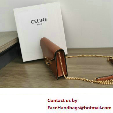 celine Wallet on Chain TRIOMPHE in Shiny calfskin tan 2023