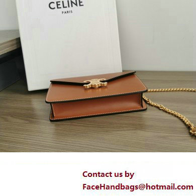 celine Wallet on Chain TRIOMPHE in Shiny calfskin tan 2023