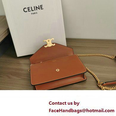 celine Wallet on Chain TRIOMPHE in Shiny calfskin tan 2023