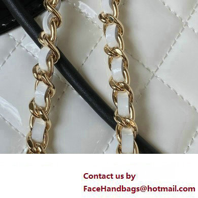 chanel mini 31 bag in patent leather AS4133 WHITE/BLACK 2023