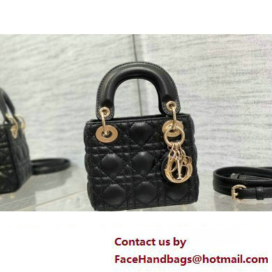 dior Lady Dior Micro Bag in Black Cannage Lambskin 2023