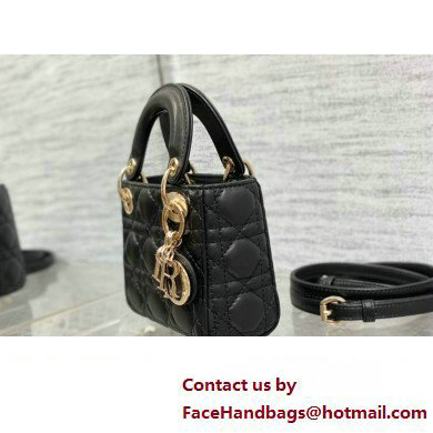 dior Lady Dior Micro Bag in Black Cannage Lambskin 2023