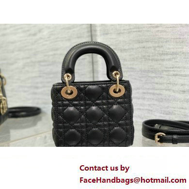 dior Lady Dior Micro Bag in Black Cannage Lambskin 2023