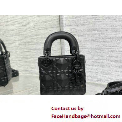 dior Lady Dior Micro Bag in black Cannage Calfskin with Diamond Motif 2023