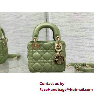 dior Lady Dior Micro Bag in ethereal green Cannage Lambskin 2023