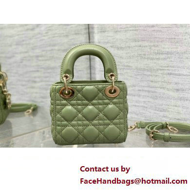 dior Lady Dior Micro Bag in ethereal green Cannage Lambskin 2023