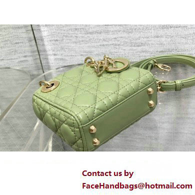 dior Lady Dior Micro Bag in ethereal green Cannage Lambskin 2023