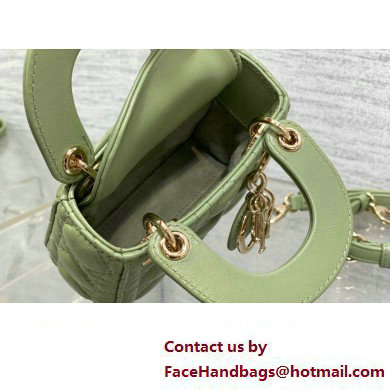 dior Lady Dior Micro Bag in ethereal green Cannage Lambskin 2023