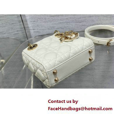 dior Lady Dior Micro Bag in white Cannage Lambskin 2023