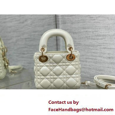 dior Lady Dior Micro Bag in white Cannage Lambskin 2023