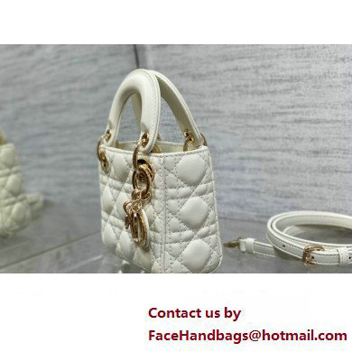 dior Lady Dior Micro Bag in white Cannage Lambskin 2023