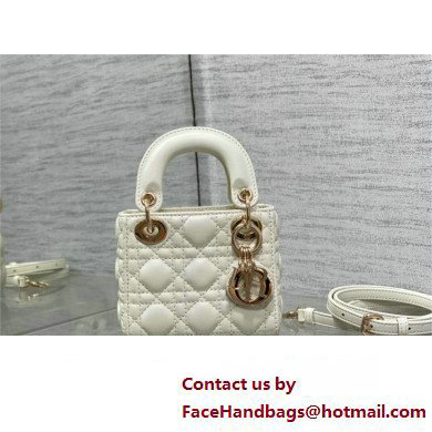 dior Lady Dior Micro Bag in white Cannage Lambskin 2023