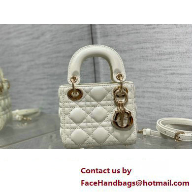 dior Lady Dior Micro Bag in white Cannage Lambskin 2023