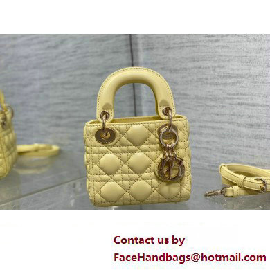 dior Lady Dior Micro Bag in yellow Cannage Lambskin 2023