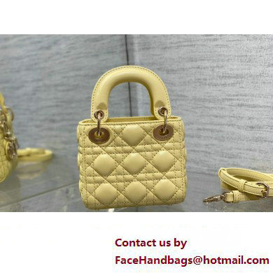 dior Lady Dior Micro Bag in yellow Cannage Lambskin 2023