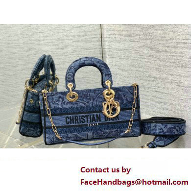 dior Medium Lady D-Joy Bag in Denim Blue Albero della Vita Embroidery 2023 - Click Image to Close