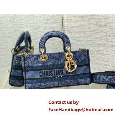 dior Medium Lady D-Joy Bag in Denim Blue Albero della Vita Embroidery 2023