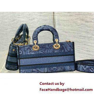 dior Medium Lady D-Joy Bag in Denim Blue Albero della Vita Embroidery 2023