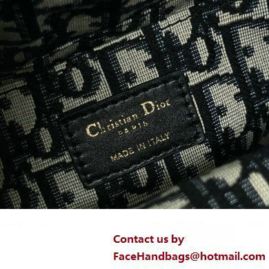 dior Medium Lady D-Joy Bag in Natural and Black Wicker and Blue Dior Oblique Jacquard 2023