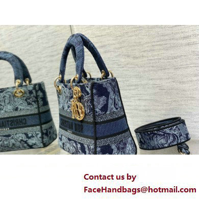 dior Medium Lady D-Lite Bag in Denim Blue Toile de Jouy Embroidery 2023