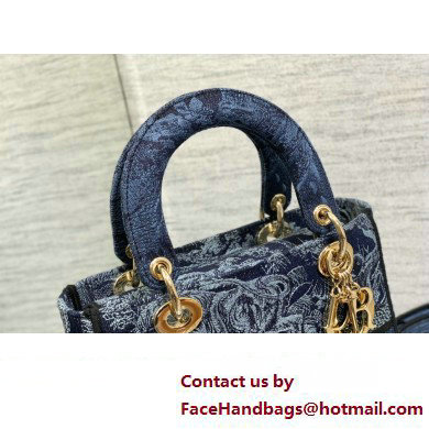 dior Medium Lady D-Lite Bag in Denim Blue Toile de Jouy Embroidery 2023