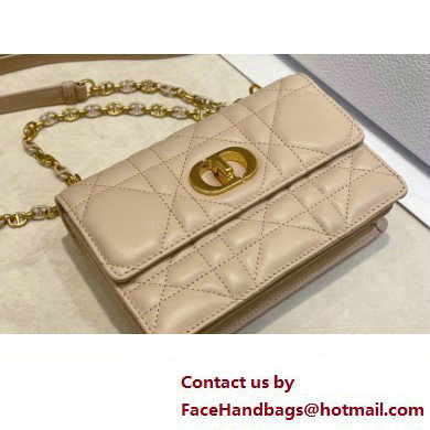 dior Miss Caro Mini Bag in Light Pink Macrocannage Lambskin beige 2023