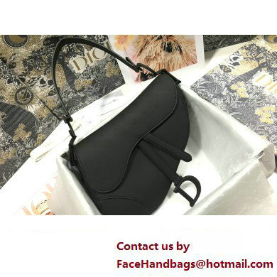 dior Saddle Bag with Strap in Black Ultramatte Calfskin 2023