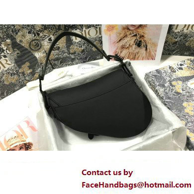 dior Saddle Bag with Strap in Black Ultramatte Calfskin 2023